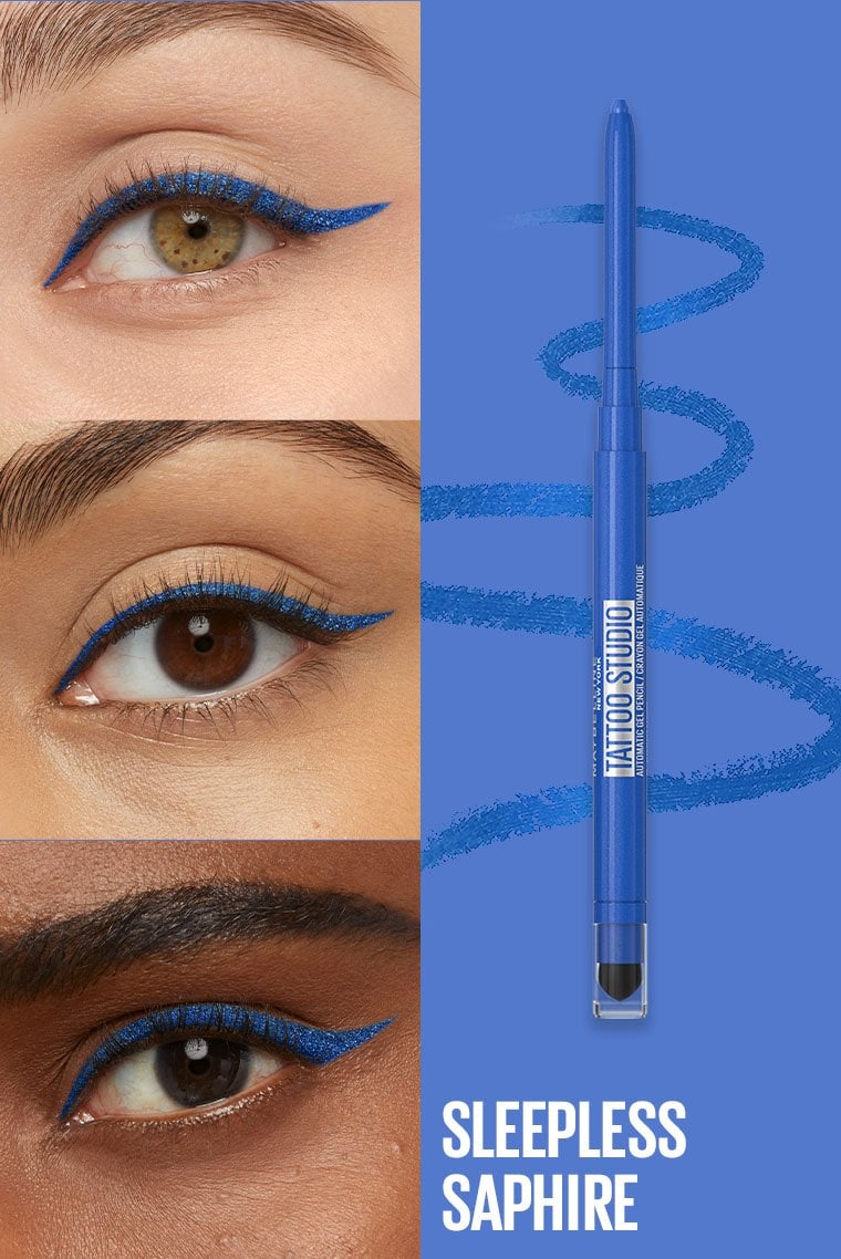 TATTOO STUDIO® AUTOMATIC GEL PENCIL EYELINER EYE MAKEUP Sleepless Sapphire - Image 3